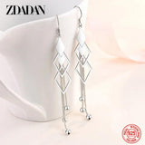 925 Silver Geometric Tassel Drop Earrings Wedding Jewelry