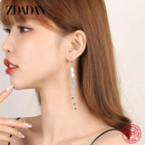 925 Silver Geometric Tassel Drop Earrings Wedding Jewelry