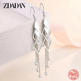 925 Silver Geometric Tassel Drop Earrings Wedding Jewelry