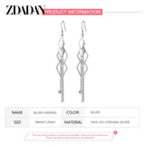 925 Silver Geometric Tassel Drop Earrings Wedding Jewelry