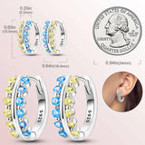 925 Silver Women Hoop Earrings Pave Heart Shape Star Gradient