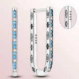 925 Silver Women Hoop Earrings Pave Heart Shape Star Gradient