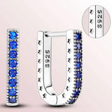 925 Silver Women Hoop Earrings Pave Heart Shape Star Gradient