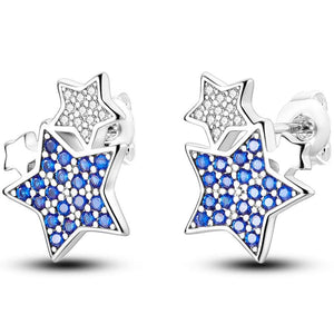 925 Silver U Shape Heart Star Hoop Earrings Wedding Gift