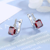 Silver Square Zircon Earrings 925 Silver Needle Earring Jewelry