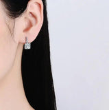 Silver Square Zircon Earrings 925 Silver Needle Earring Jewelry