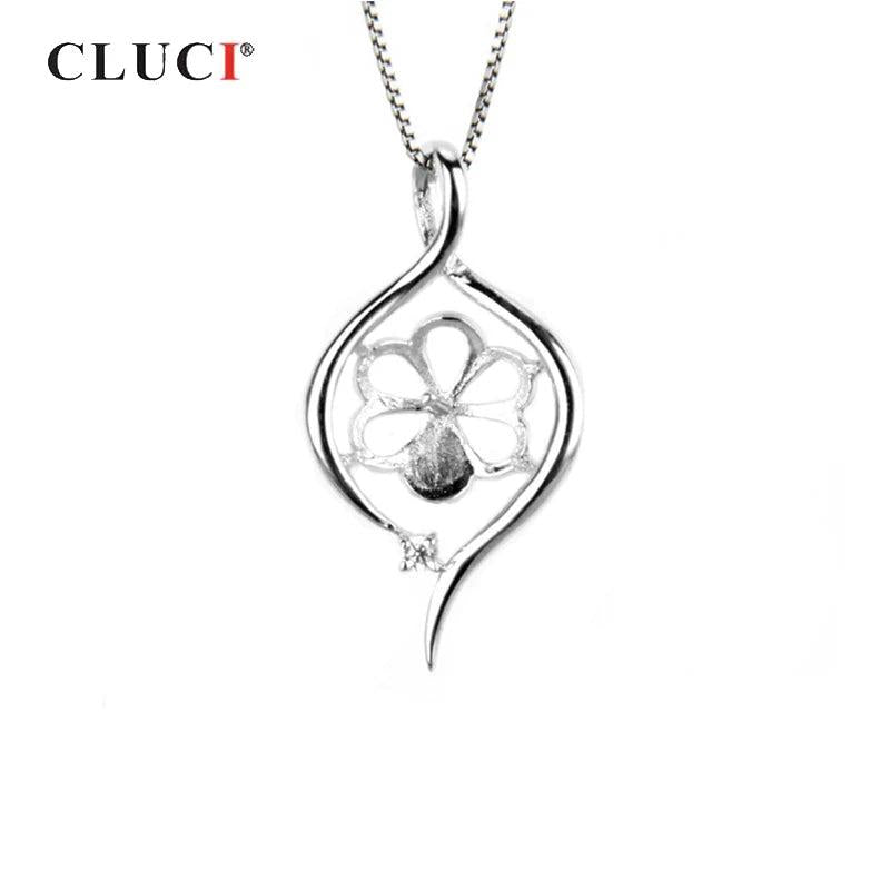 925 Silver Lucky Flower Charm Pendant, Zircon Jewelry SP075SB