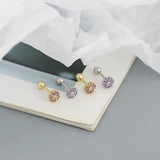 925 Silver Zircon Flower Ear Bone Earrings Green Stamens