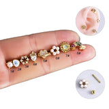 Stainless Steel Zircon Pearl Ear Stud