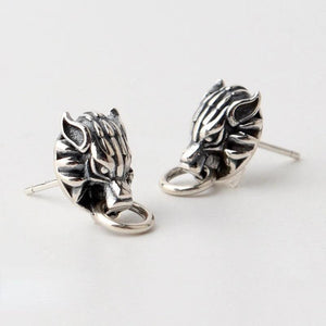 Wolf Head Stud Earrings Gothic Punk Style Jewelry