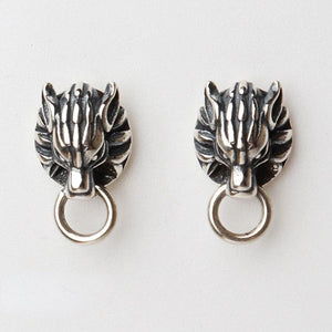 Wolf Head Stud Earrings Gothic Punk Style Jewelry