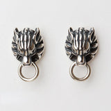 Wolf Head Stud Earrings Gothic Punk Style Jewelry