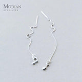 925 Silver Music Symbol Chain Drop Earrings for Women