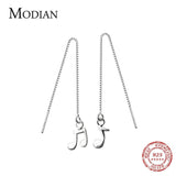 925 Silver Music Symbol Chain Drop Earrings for Women