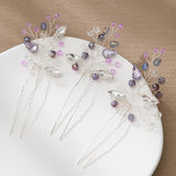3pcs Crystal Leaf Hair Pins Forks Clips Bridal Wedding Hair Accessories Jewelry