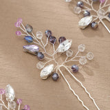 3pcs Crystal Leaf Hair Pins Forks Clips Bridal Wedding Hair Accessories Jewelry