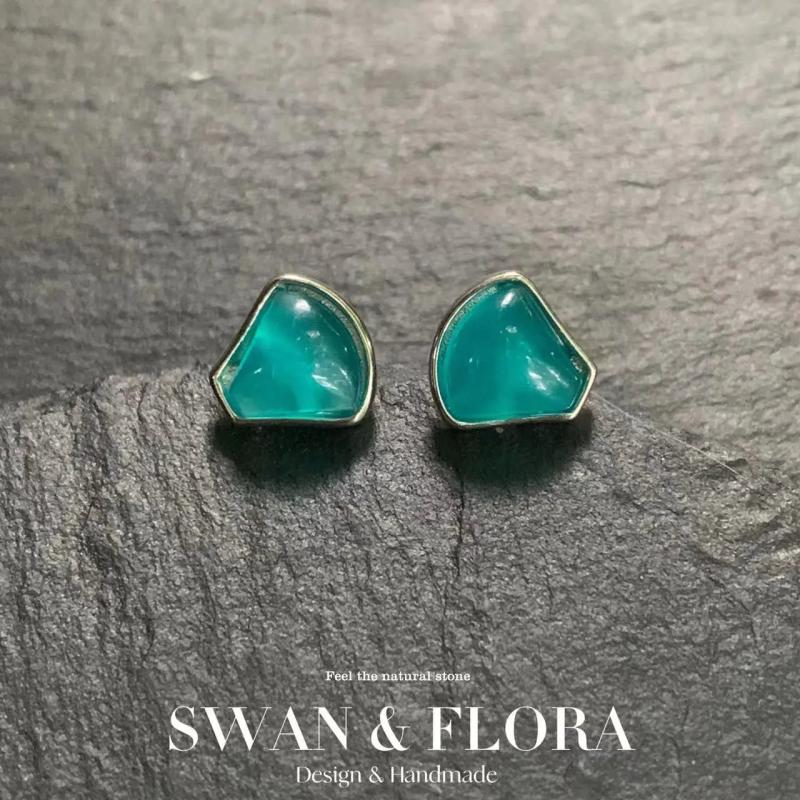 Amazonite 925 Sterling Silver Stud Earrings Jewelry Gift