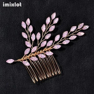 Opal Crystal Leaves Hair Combs for Brides Hair Vines