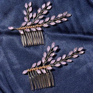 Opal Crystal Leaves Hair Combs for Brides Hair Vines