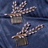 Opal Crystal Leaves Hair Combs for Brides Hair Vines