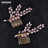 Opal Crystal Leaves Hair Combs for Brides Hair Vines