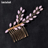 Opal Crystal Leaves Hair Combs for Brides Hair Vines