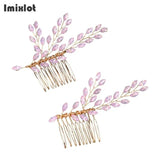 Opal Crystal Leaves Hair Combs for Brides Hair Vines