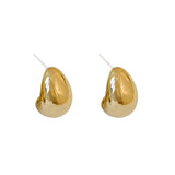 Water Drop Cutout Stud Earrings 925 Silver Chunky Glossy Jewelry