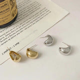 Water Drop Cutout Stud Earrings 925 Silver Chunky Glossy Jewelry