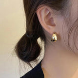 Water Drop Cutout Stud Earrings 925 Silver Chunky Glossy Jewelry