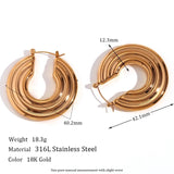40mm Textured Concentric Circles Hoop Earrings in Silver Stainless Steel