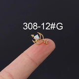 Colorful Zircon Heart Earrings Stainless Steel Stud Earring