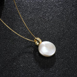 12-13mm Baroque Button Pearl Pendant S925 Sterling Silver Classic