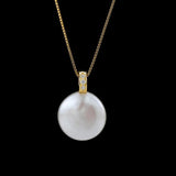 12-13mm Baroque Button Pearl Pendant S925 Sterling Silver Classic