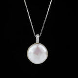 12-13mm Baroque Button Pearl Pendant S925 Sterling Silver Classic