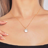 12-13mm Baroque Button Pearl Pendant S925 Sterling Silver Classic