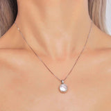 12-13mm Baroque Button Pearl Pendant S925 Sterling Silver Classic