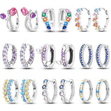 Colored Tulip Earrings 925 Sterling Silver Butterfly Double Hoop Earrings