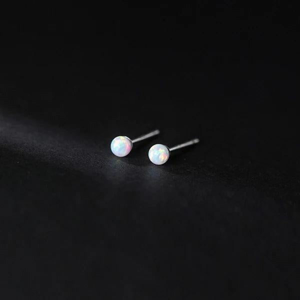 Multicolor Tiny Opal Stud Earrings 925 Silver Small Ear Studs