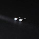Multicolor Tiny Opal Stud Earrings 925 Silver Small Ear Studs