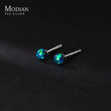 Multicolor Tiny Opal Stud Earrings 925 Silver Small Ear Studs