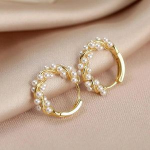 925 Silver Pearl Curved Earrings Geometric Shape Fine Jewelry Gift