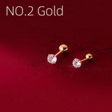 925 Silver Stud Earrings Small Zircon Girls Nut