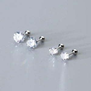 925 Silver Stud Earrings Small Zircon Girls Nut