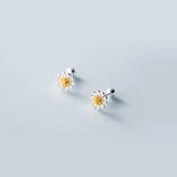 925 Silver Daisy Flower Stud Earrings, Birthday Jewelry
