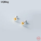 925 Silver Daisy Flower Stud Earrings, Birthday Jewelry