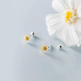 925 Silver Daisy Flower Stud Earrings, Birthday Jewelry