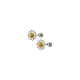 925 Silver Daisy Flower Stud Earrings, Birthday Jewelry