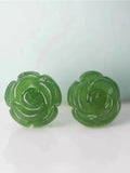 925 Silver Hotan Jade Earring Ethnic Style Jewelry Gift