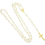 Vintage Rosary Beads Crucifix Pendant Pearl Miss Locket